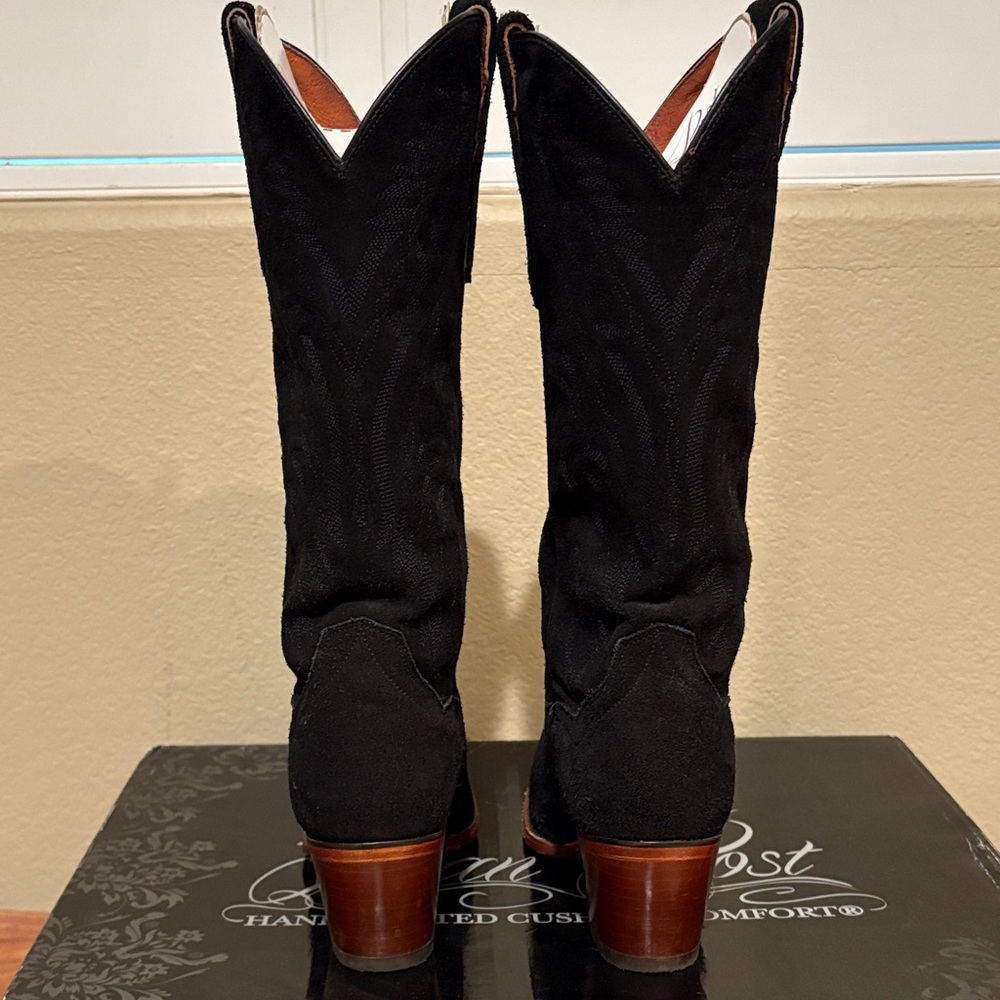 Dan Post Women's Black Suede Heeled Boots - Picture 4 of 10